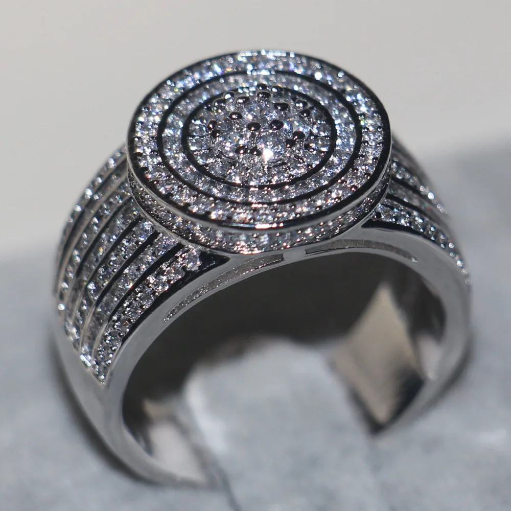 Majestic Sensation Jewelry Women men ring Pave set 240pcs AAAAA zircon cz 925 Sterling silver Engagement Wedding Band Ring