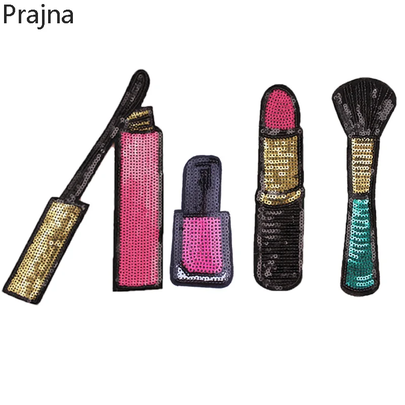 

Prajna Girls Fashion Embroidered Patches Sewing Sequin Patches Cartoon Iron On Patches For Clothes Stripe Parches Applique Badge