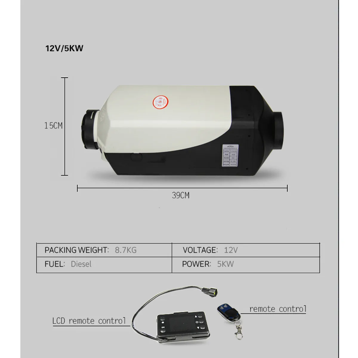 Best 12V 5000W LCD Monitor Air diesels Fuel Heater Single Hole 5KW For Boats Bus Car Heater With Remote Control and Silencer For free