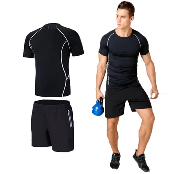 

Mens Compression shirt Set Bodybuilding Tight Short Sleeves Shirts shorts