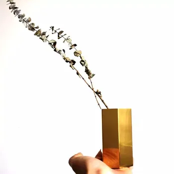 

VKStory Life Gold Plated Pure Copper Hexagonal Storage Bottle Vase Brush Pot For Pencil Pen House Decoration