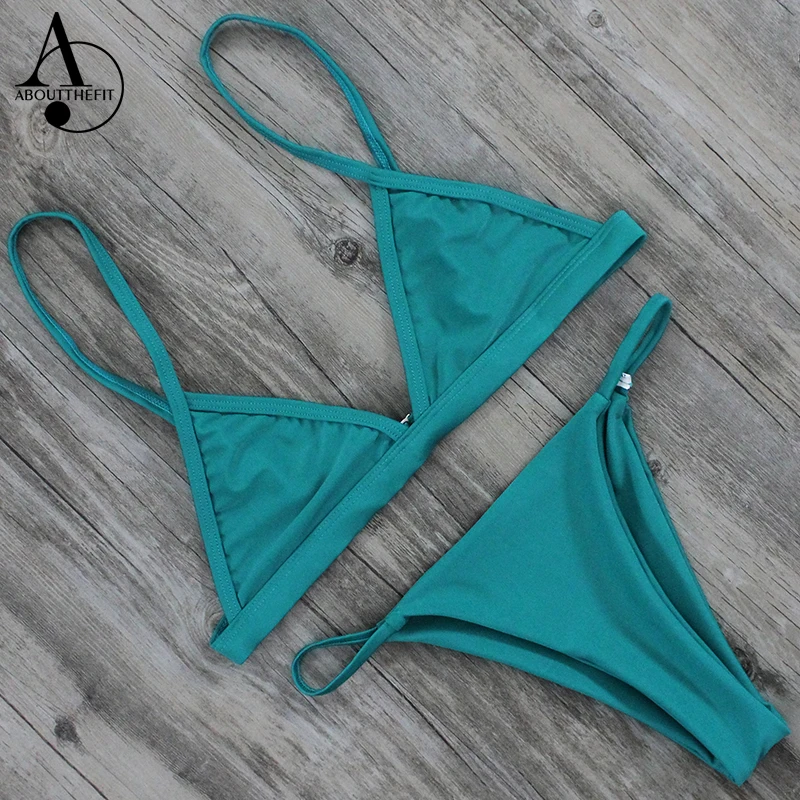 ABOUTTHEFIT Triangle Bikini Maillot Sexy Swimwear Women Brazilian Swimsuit Bottom Thong Push Up