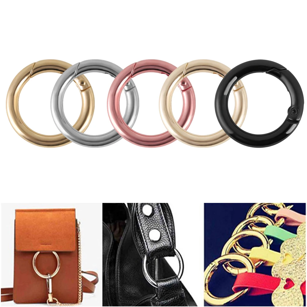 

5Pcs Gold Silver Black Circle Round Carabiner Camping Spring O-Ring Buckles Snap Clip Hook Keychain Handbags Snap Hooks Outdoor