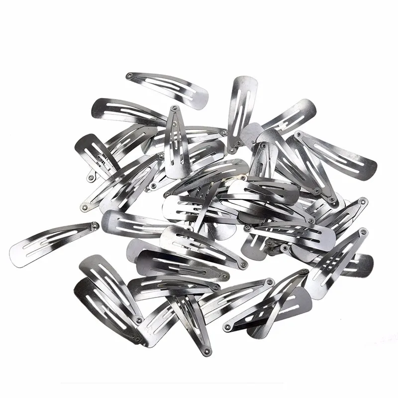 50pcs/lot Silver Tone Snap Hair Clips 30/40/50mm Craft Bow Handmade DIY Hair Accessories for Kid Toddler Girl Hairgrip Hair Clip