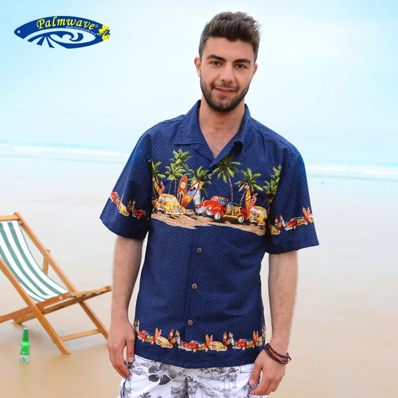 

2019 Summer New Pure Cotton Short-Sleeved Hawaiian Shirt Men Casual Beach Aloha Shirt US Size Brand Clothing A852