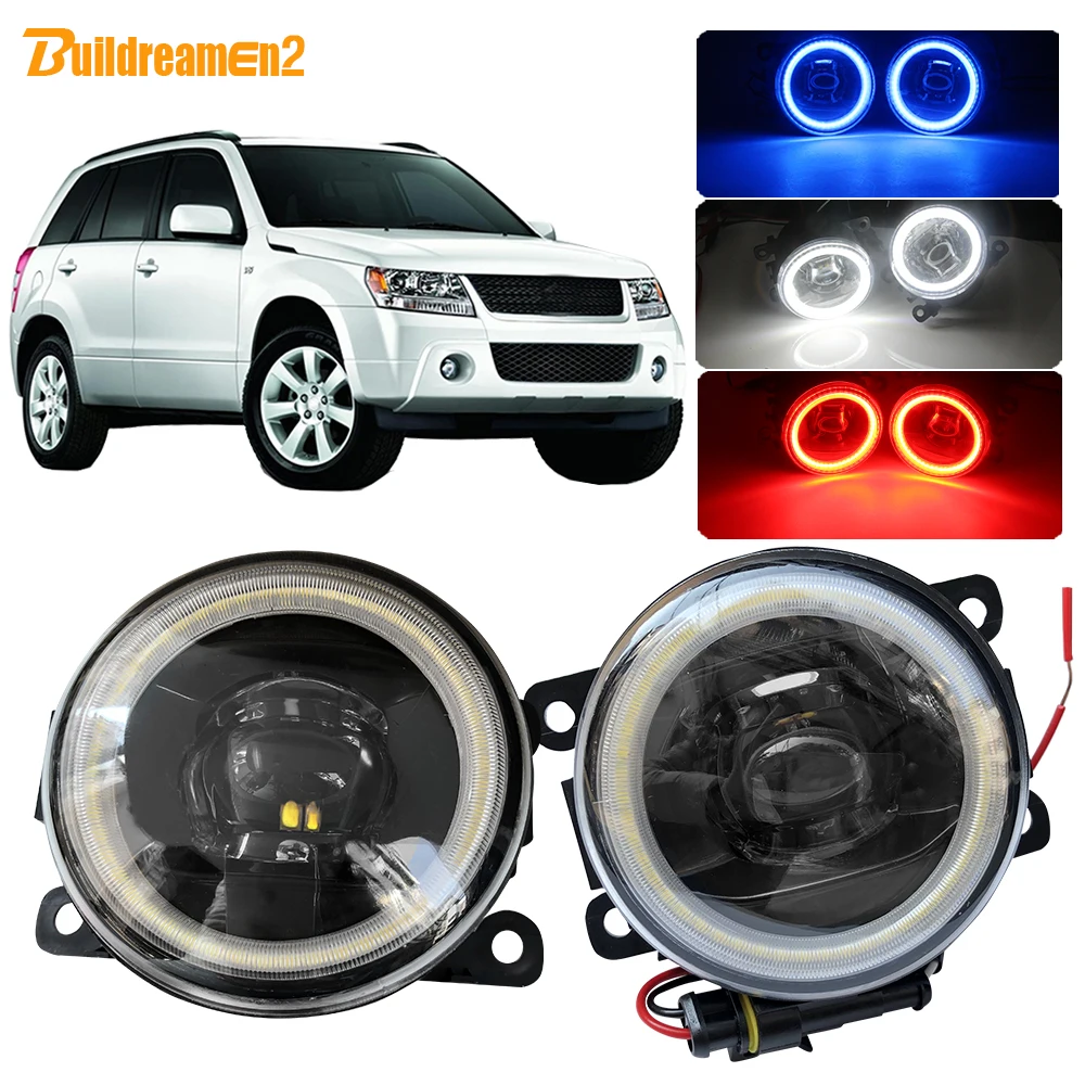 

Buildreamen2 For Suzuki Grand Vitara 2 / II JT 2005-2015 Car H11 LED Angel Eye Fog Light Assembly DRL Daytime Running Light 12V