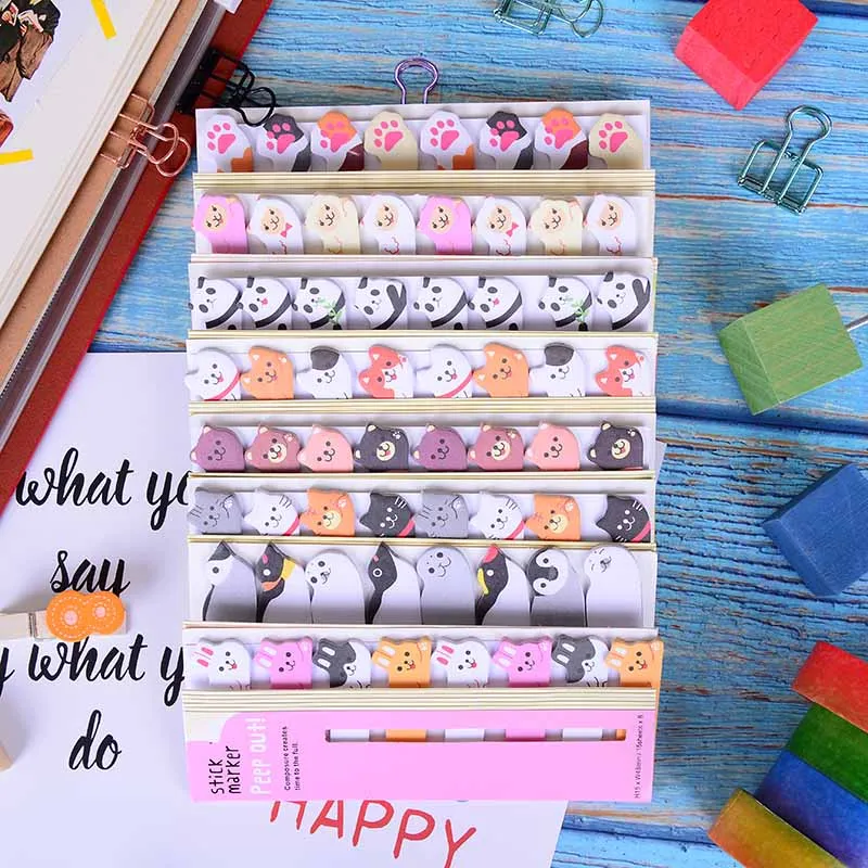 

Cartoon Animals Paper Stickers Cat Dog Panda Memo Pad Sticky Notes Kawaii Stationery School Supplies