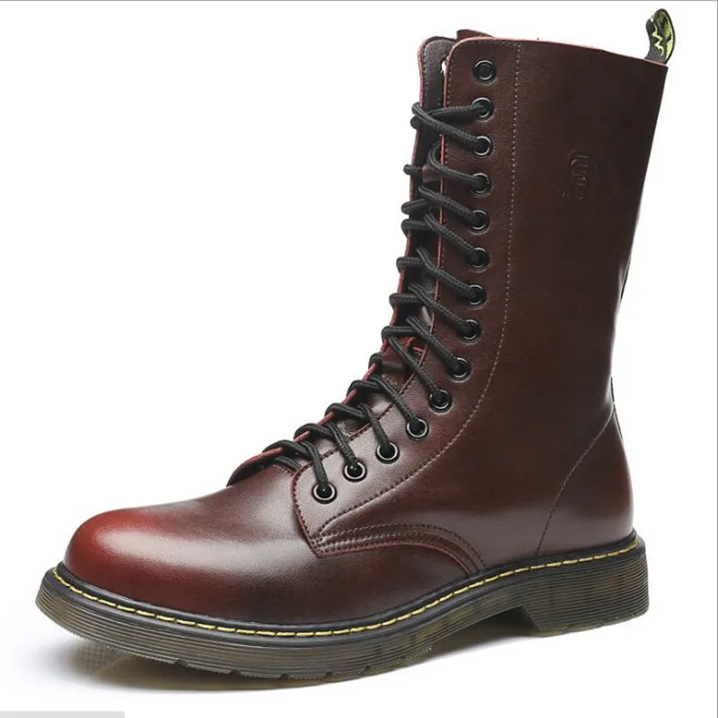 

2018 high quality separation leather men boots dr boots martin shoes high motorcycle autumn winter men shoes winter boots 38-47