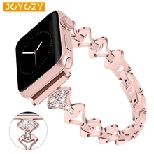 Joyozy Для женщин бриллиантовый браслет Apple Watch 4/3/2/1 Нержавеющая сталь ремешок 38 мм/42 мм/40 мм/44 мм, ремешок для наручных часов Apple Watch, версии