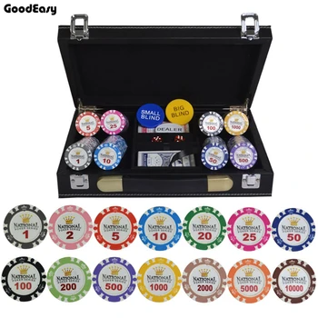 

100/200/300/400/500PCS/SET Gold Crown Poker Chip Casino Clay Chips Texas Hold'em Poker Sets With PU-Leather Case/Box/Suitcase