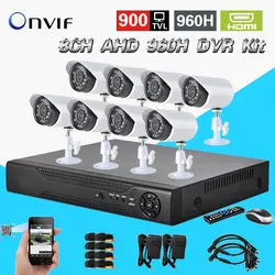 Главная видеонаблюдения 8ch Системы полный AHD-L 960 H NVR DVR Системы 8 шт. 900tvl Открытый Водонепроницаемая камера запись H.264 HDMI 1080 P