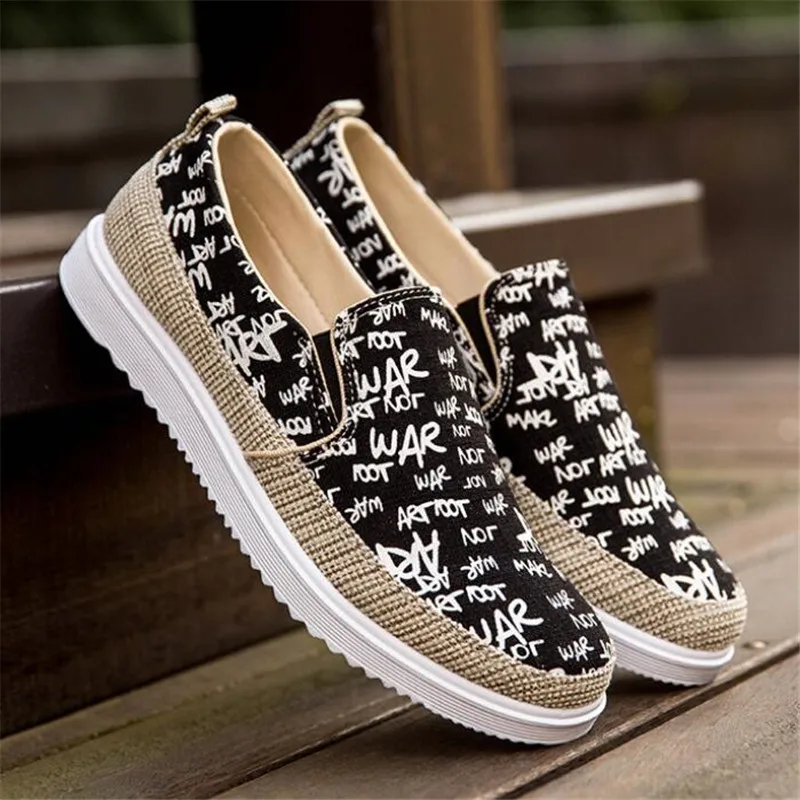 

New Loaf shoes flower cloth set foot men's lazy men's shoes low to help canvas casual fashion sneakers shoes men