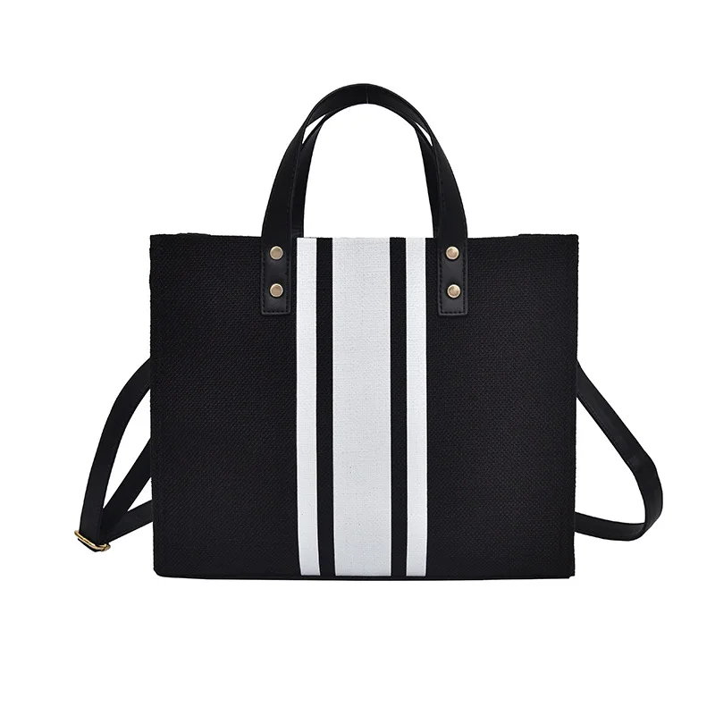 Women Patchwork Handbag INS Popular Female Holiday Canvas Bag Large Lady Korean Shopping Shoulder Bag Beach Fashion Bolsa SS7336 (20)