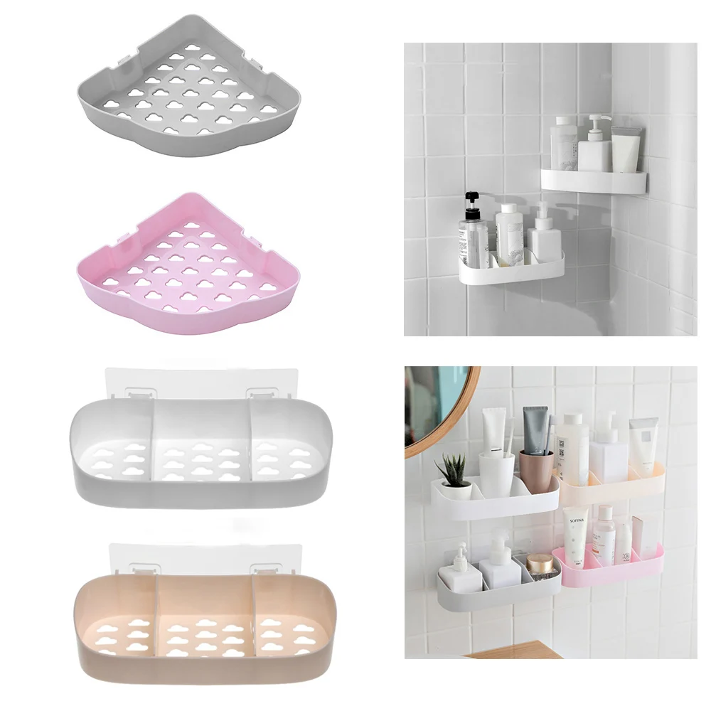 Gel Kitchen Adhesive Bathroom Shelf Shampoo Holder Organizer Storage Rack