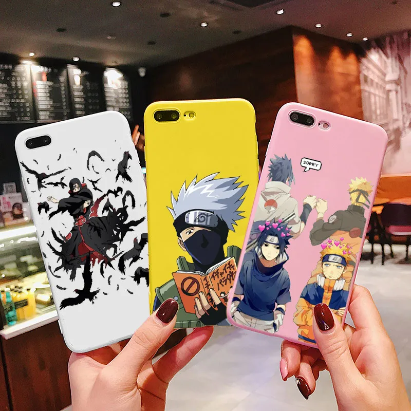 Moda alvio Caso Аниме Наруто для iPhone 7 8 X XR Plus 6 6 s Plus Capa TPU Macio Dos Desenhos Animados Caso de Telefone Coque