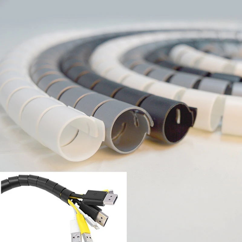 

1M 3FT Cable Wire Wrap Organizer Spiral Tube Cable Winder Cord Protector Flexible Management Wire Storage Pipe 16mm