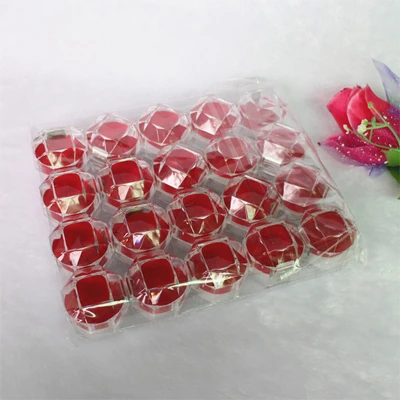 HUNYOO 20pcs/lot Acrylic Crystal Ring Storage Plastic Display Boxes Case Transparent Package Box Jewelry Packaging Collection - Цвет: Красный