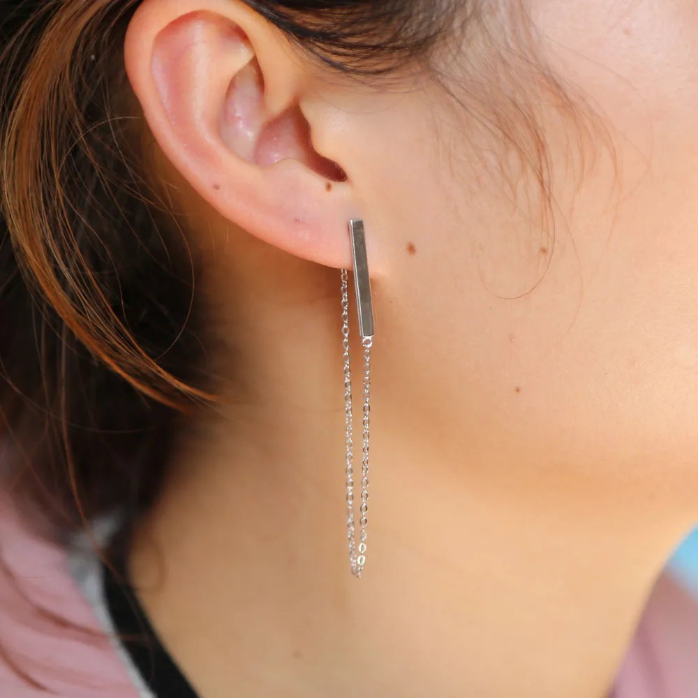 Fashion Earings Jewlery New Brief Contemporary Minimalist Bar 925