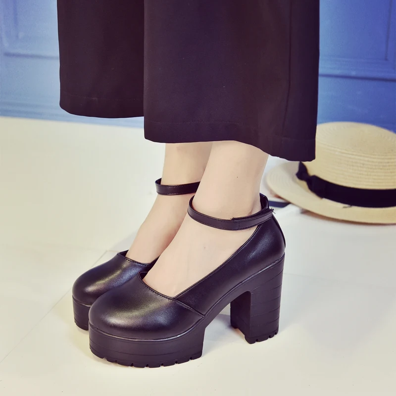 

Black and White Women Summer Pumps Shallow Round Head Waterproof Women Platform Pumps Super High Heel Pumps