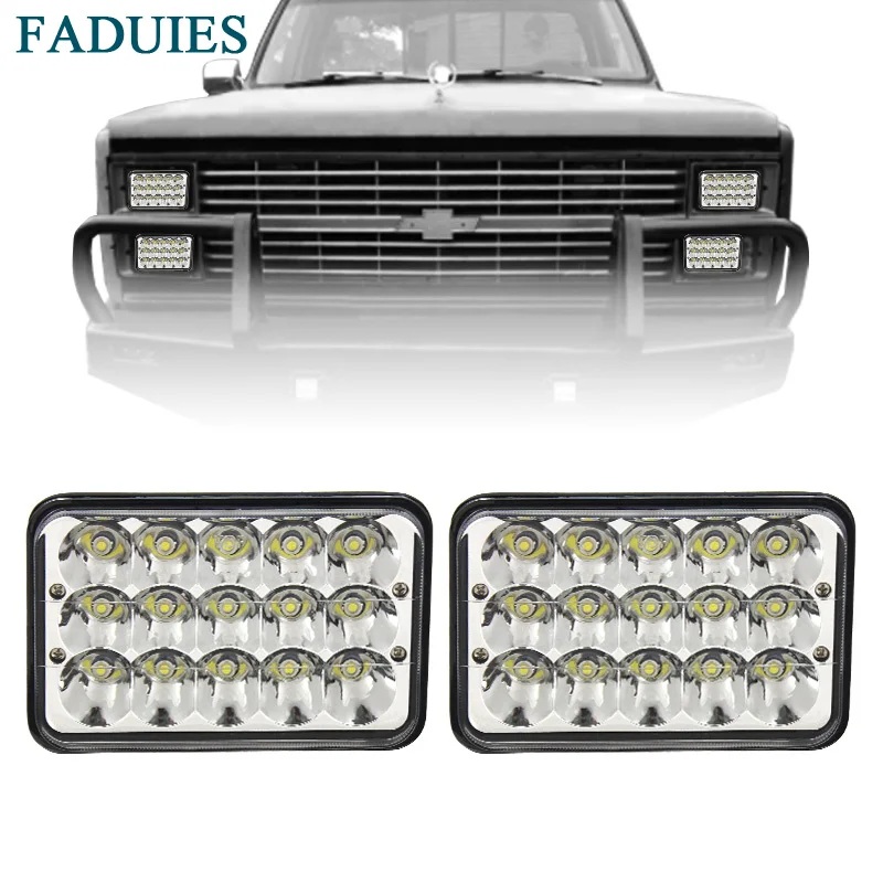 

FADUIES Rectangular 4x6 Inch LED Headlight For Peterbilt Kenworth Headlamp Replace HID Xenon Headlamps H4651 H4652 H4656 H4666
