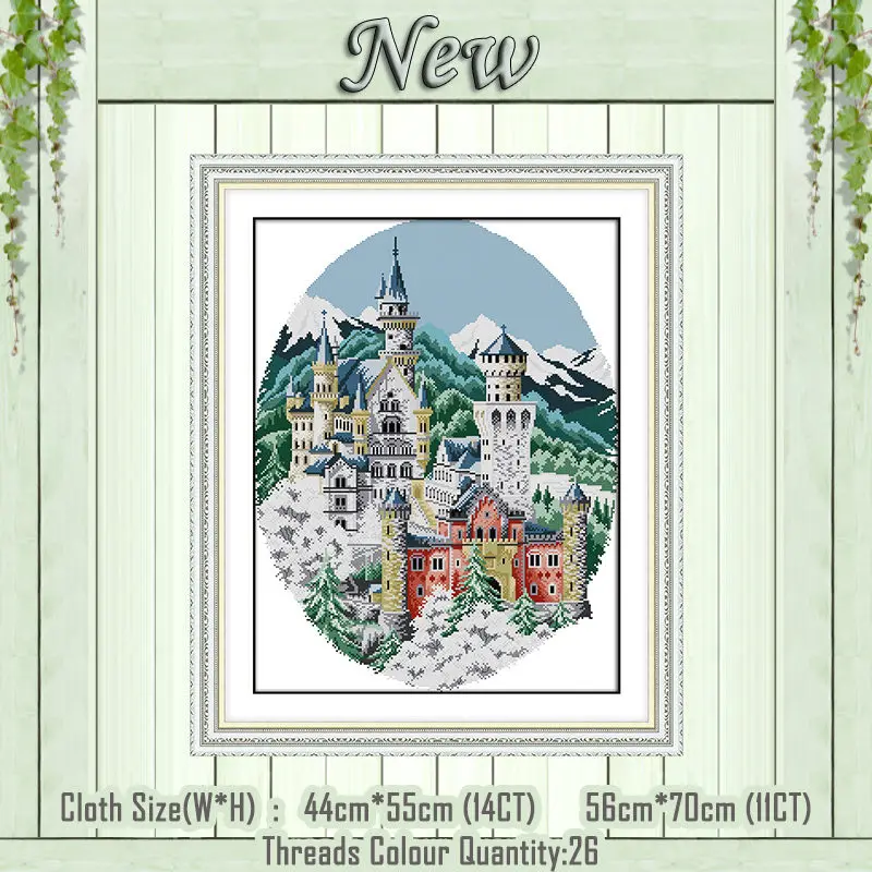 Зимний замок Снежный мир Ночная живопись Счетный напечатанный на холсте DMC 11CT 14CT наборы для вышивки крестиком наборы для рукоделия - Цвет: Winter Castle