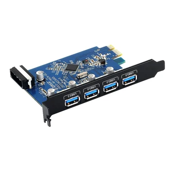 

HOT-Orico Pvu3-4P-V1 4 Port Usb 3.0 Pci-E Expansion Card Adapter Card Express Card Usb 3.0 For Windows Vista Pc Laptop Compute