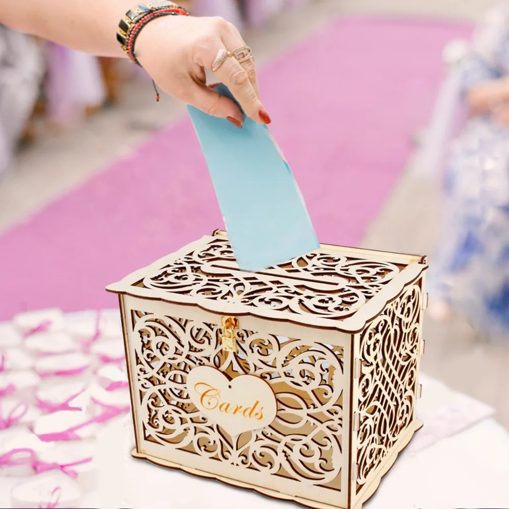 Fengrise Rustic Wedding Card Box Birthday Decor Table Weeding