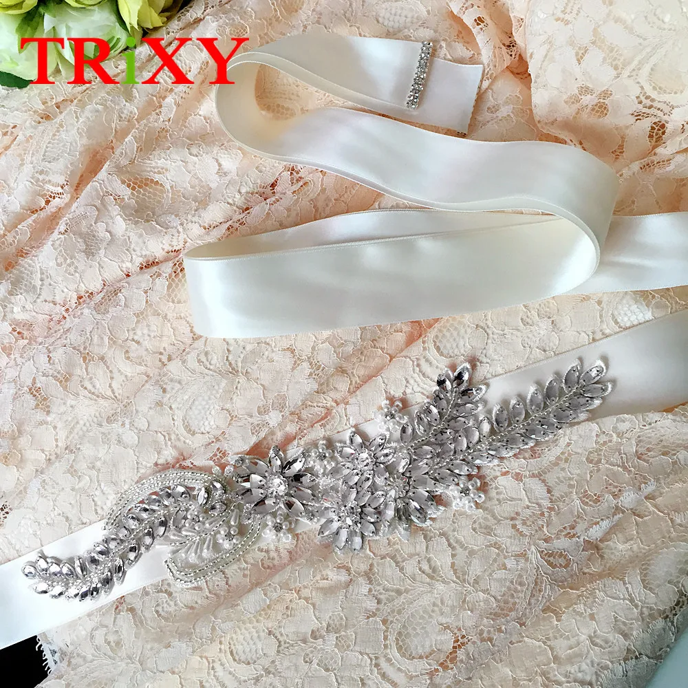 TRiXY S182 свадебный пояс со стразами серебряный бриллиантовый Хрустальный пояс невесты свадебные и вечерние платья украшения