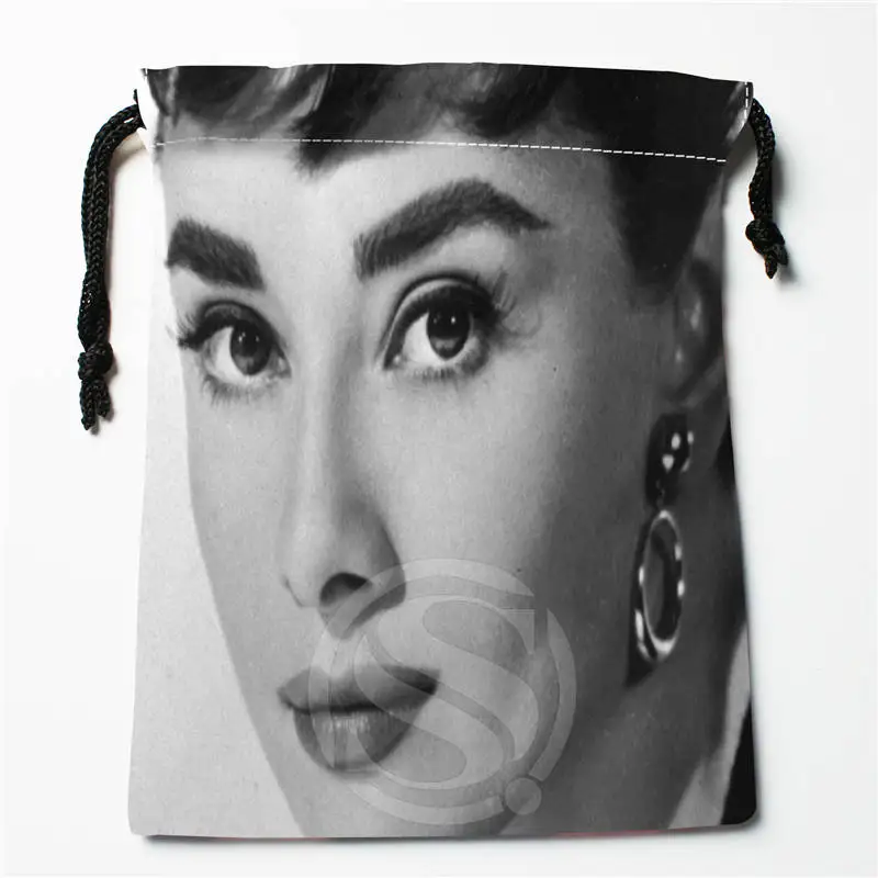 N# R5 Одри Хепберн изготовленный на заказ логос напечатал сумку; степень сжатия сумки женские сумки на завязках размер 18X22 см 712& y# R5