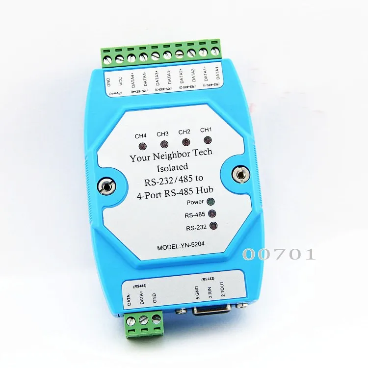 

Free shipping Industrial Isolated RS-232/RS485 to 4 Port RS-485 Hub Ethernet module splitter