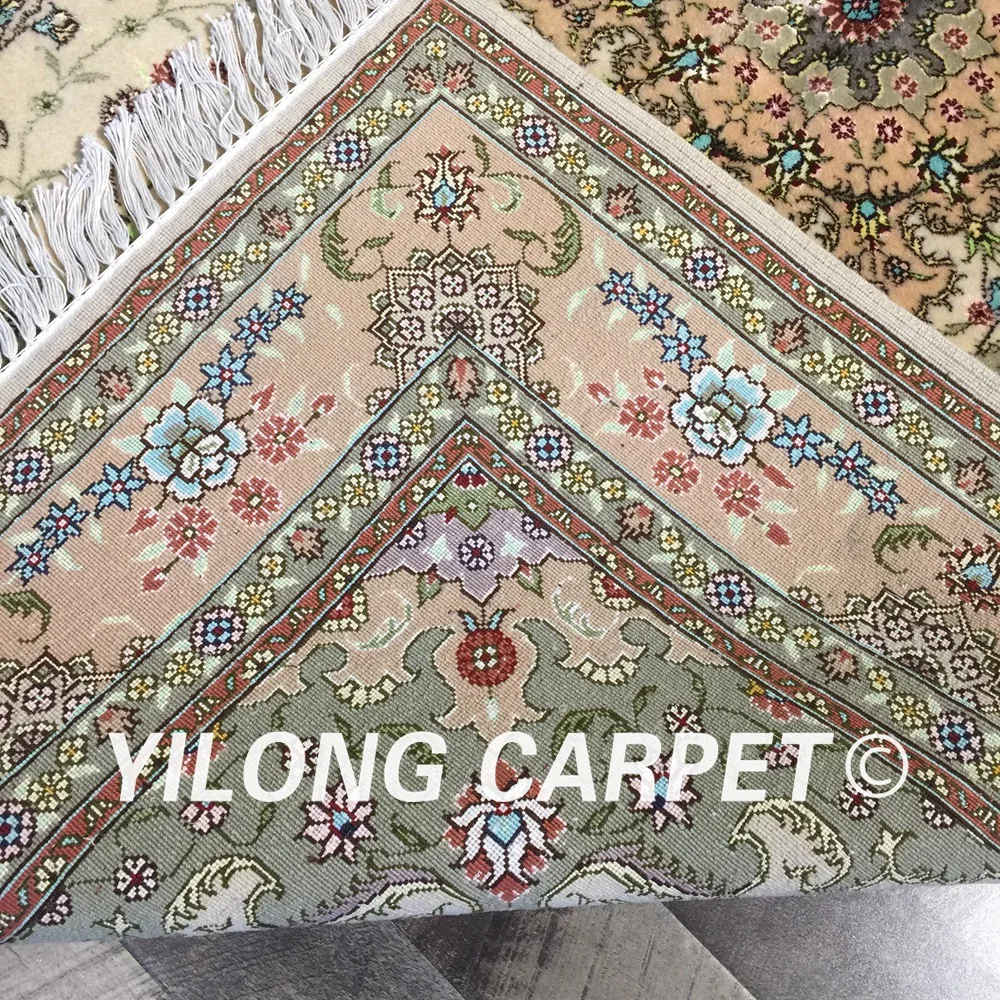 Yilong 4 'x 6' персидский дизайн удобный шерстяной шелковый ковер ручной работы