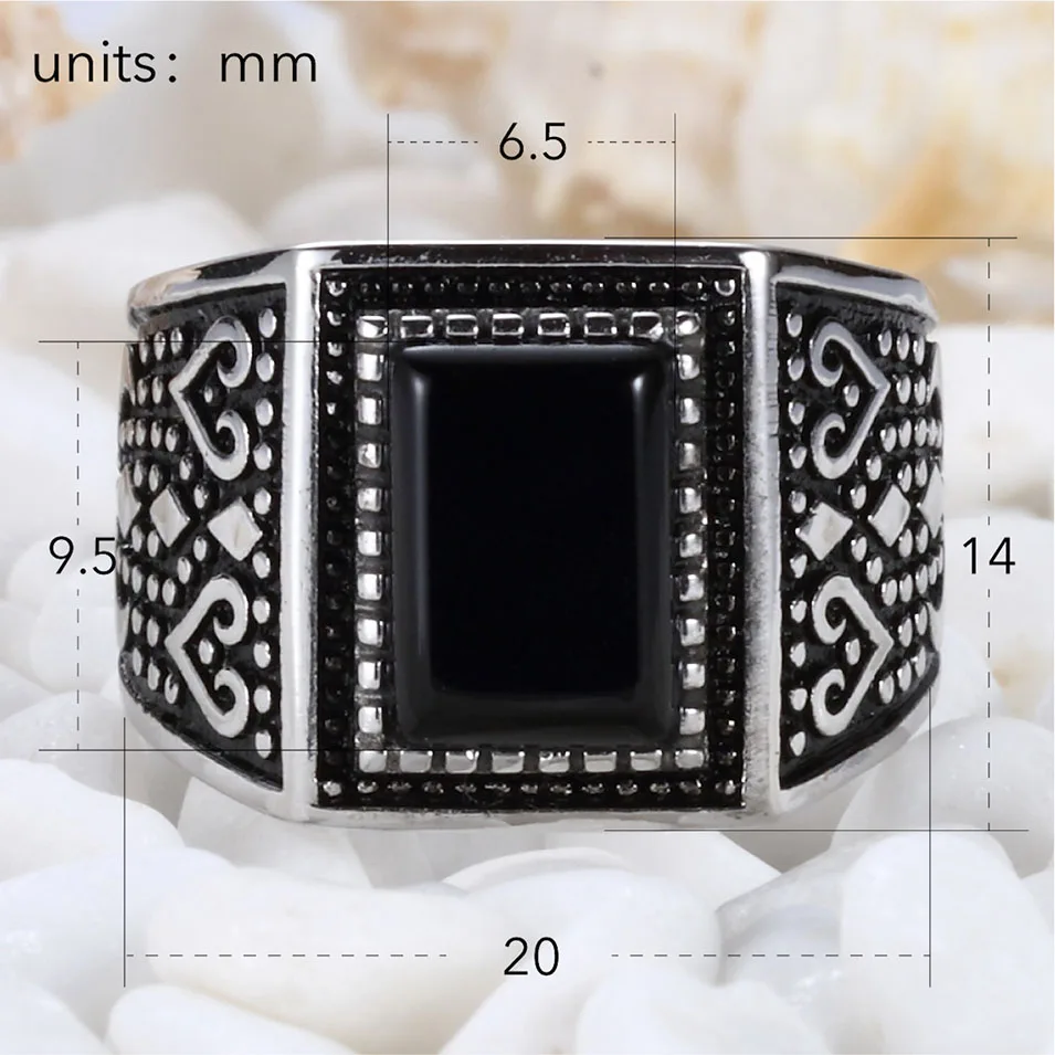 Eulonvan Vintage wedding rings silver 925 men Sterling Silver jewelry engagement male Black Cubic Zirconia S-3808 size 7 8 9 10