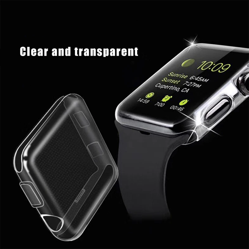 Силиконовый мягкий ТПУ чехол для Apple Watch 42 мм 38 серия 3 2 полный защитный смарт