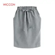 Сезон: весна–лето элегантные миди-юбки Женская деловая юбка-карандаш хлопок эластичный облегающий талию, бедра юбка с бантом зеленый