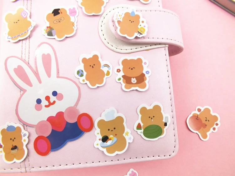 Kawaii Soft Bear Stickers Kids DIY Scrapbooking Stickers Mobile Phone Decorative Sticker School Supplies Escolar Papeleria