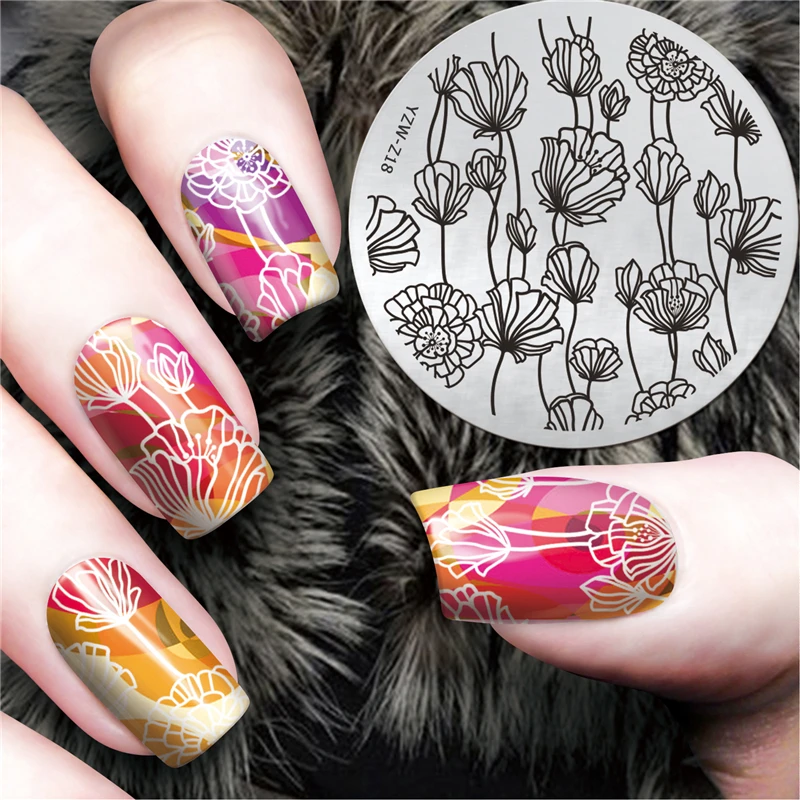

Chic Flower Nail Art Stamp Template 3D Fashion Pattern Polish Printing Stamping Plates Beauty Stencils For Nails #YZW-Z18
