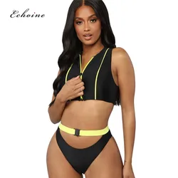 Echoine Women 2 Piece Set Fashion Pinstripe Sashes Bandage Snap Slim Crop Tops Sexy Bikini Brief Beach Swim Suits Sport Outfits Echoine Women 2 Piece Set Fashion Pinstripe Sashes Bandage Snap Slim Crop Tops Sexy Bikini Brief Beach Swim Suits Sport Outfits