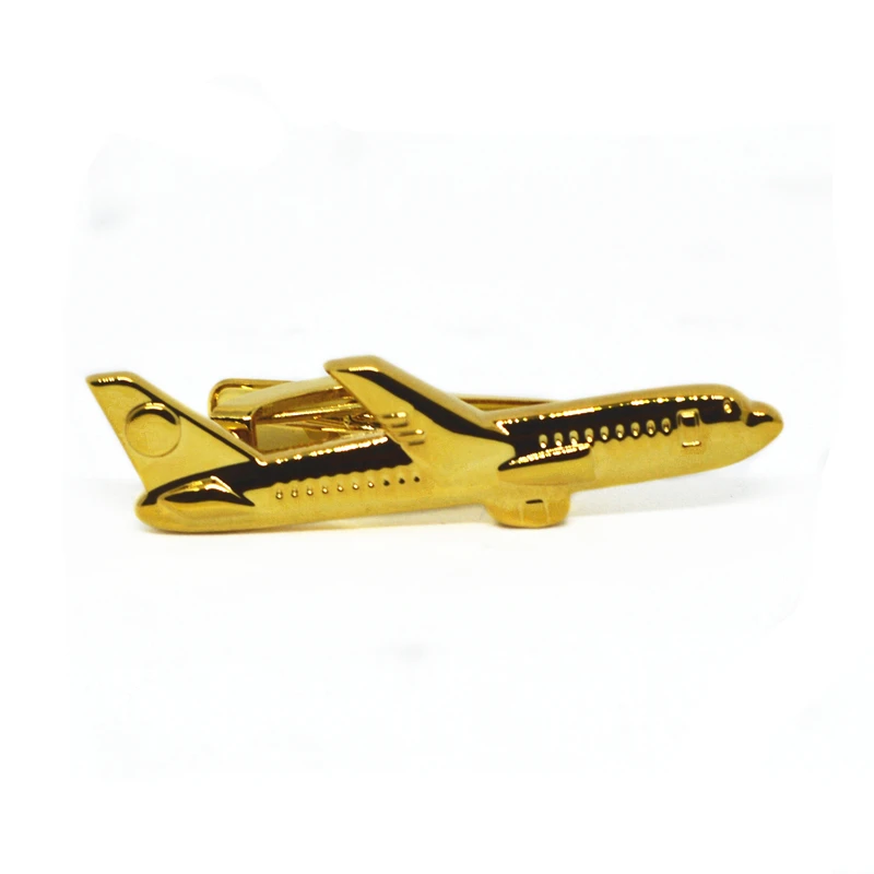 

Men 2 color Golden & Silver Airplane Shape Tie Clip Pilot High Quality Special Personality Plane Stick pin Pins