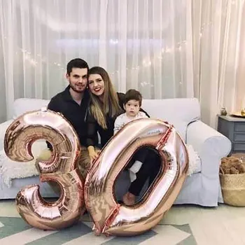 

1PCS 40inch Number Balloon Rose Gold Silver Digit Foil Helium Balloons Happy Birthday Decoration Anniversary Party Decor supply