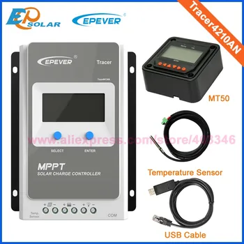 

40A MPPT EPEVER TRACER Solar Charge Controller 12V24V LCD Diaplay EPSolar Regulator Temp Sensor RS485 Cable Tracer4210AN