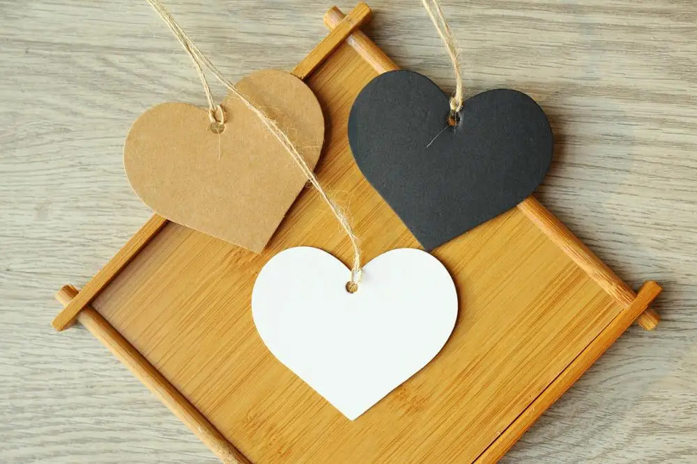 1000Pcs 6.5*5cm Heart Shaped White Black Brown Kraft Paper Tags Gardening Labels DIY Wedding Note Blank Craft Gift Tag | Дом и сад