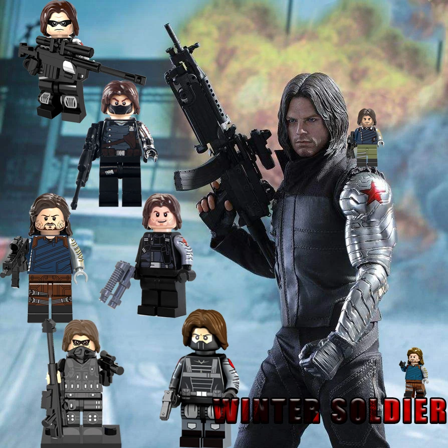

Winter Soldier LEGOing Bucky Barnes Marvel Avengers Endgame Captain America Stan Lee Blocks Kids Toys SuperHeroes Figure Endgame