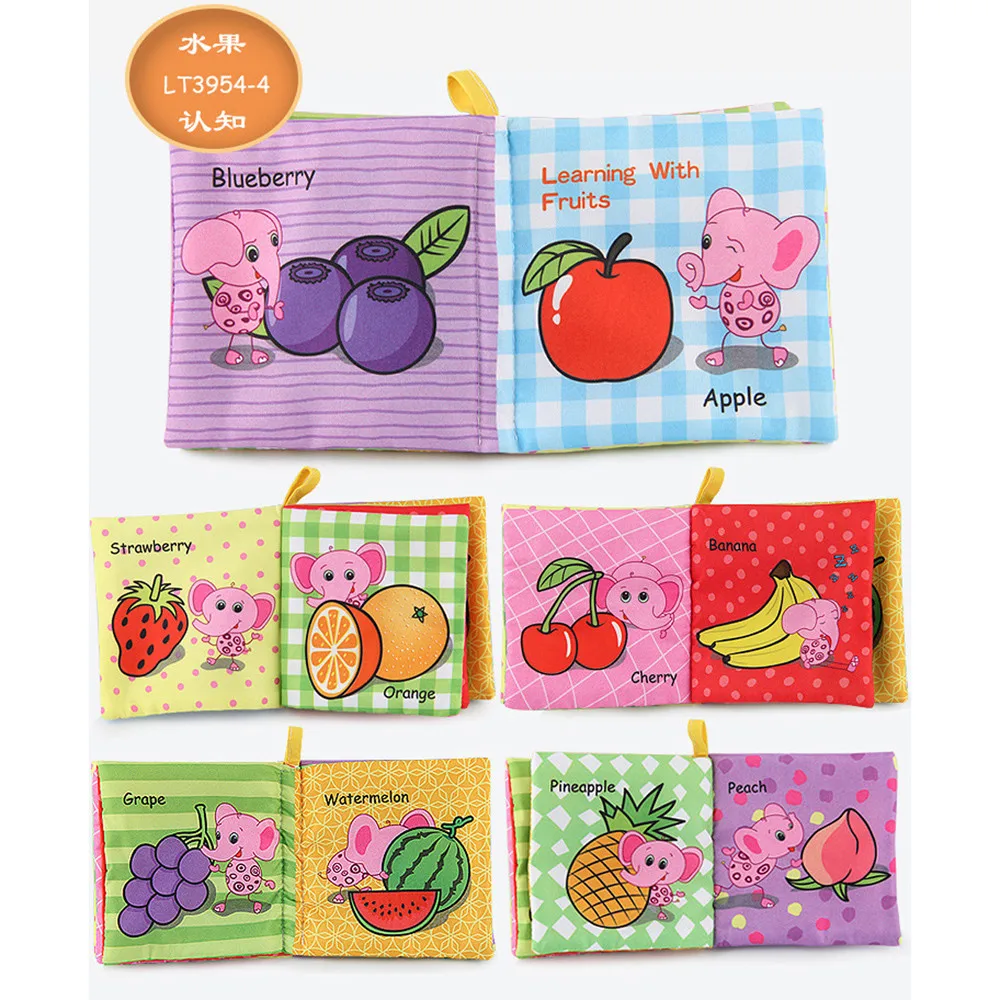 

2018 Baby colourful Cloth Book Cartoon Intelligence Development Early Educational Toys Learn Picture Cognize Book dropship