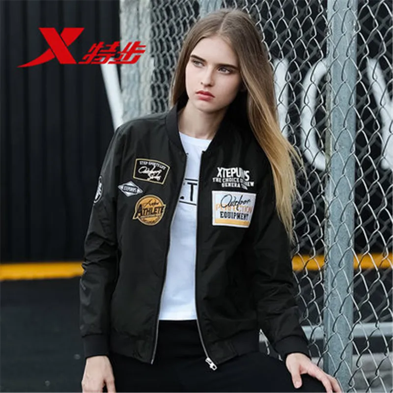 Xtep 2018 Харадзюку значок для женщин беговые бейсбольные куртки спортивное пальто