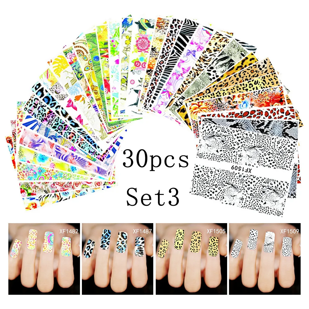 Bittb 30 шт. наклейка с цветком для ногтей наклейки цветочный дизайн ногтей наклейки s татуировки переводные Ногти украшения маникюрные инструменты - Цвет: SET 3