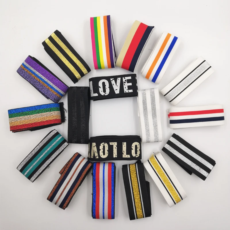 

40MM Nylon Colorful Rubber Elastic Band Striped Shoulder Bottom Straps for Webbing Garment Sewing DIY Clothes Accessories 1Meter