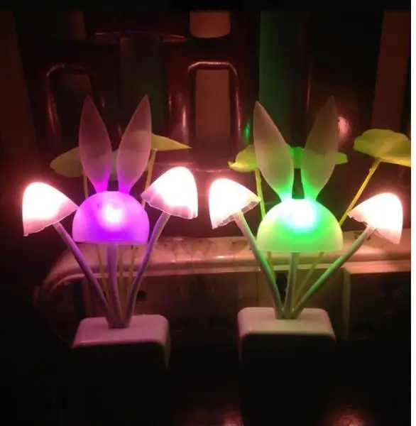 

Seven-color discolored rabbithead mushroom lamp energy-saving LED light-controlled induction night lamp
