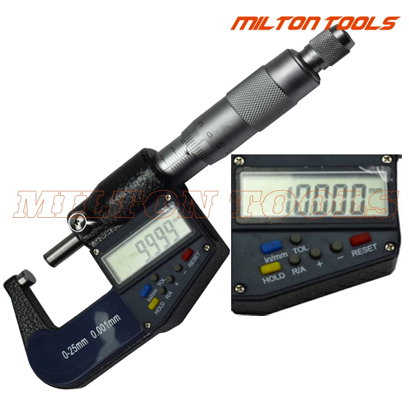 

0-25 digital micrometer 0.001mm electronic micrometer caliper gauge chrome plated outer diameter micrometer