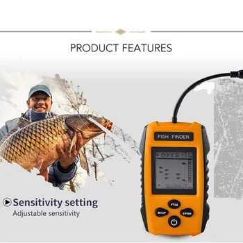 

0.7M To 100M Fish Finder Echo Sounder for fishing 200khz Portable Fish Finder English Echo Sounder 100M Sonar LCD Echo Sounders