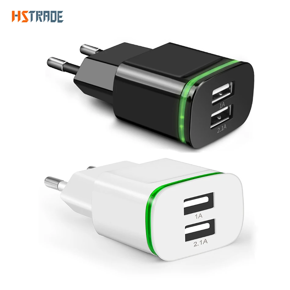 

2 Port USB charger LED Light wall Travel charger 5V 2A adapter For Xiaomi redmi Samsung Huawei iphone 678 XS MAX Universal Cable